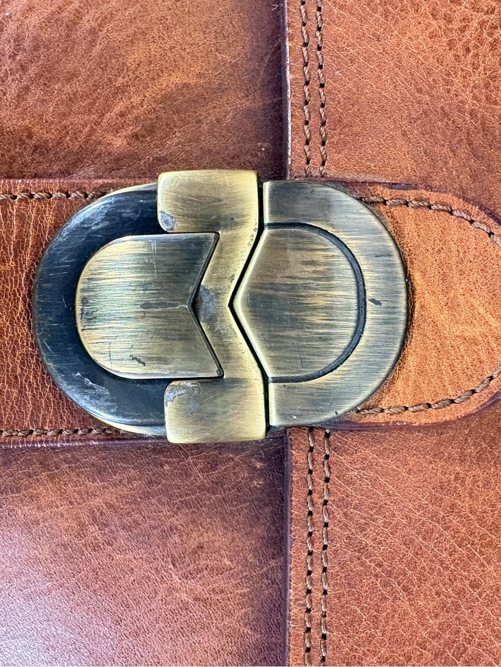 VTG Marino Orlandi Brown Leather Briefcase Messenger Crossbody